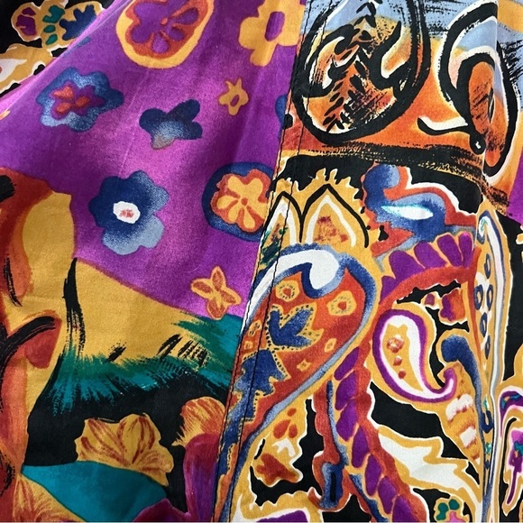 Studio New York Large Silk Vintage 90’s Floral Abstract High Waist Short R5 - Picture 7 of 7